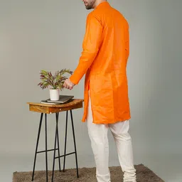 Wintage Ethnic Motifs Printed Thread Work Mandarin Collar Straight Kurta With Pyjamas image 5