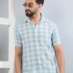 Crimsoune Club Men Classic Slim Fit Tartan Checks Opaque Checked Casual Shirt-picture-19