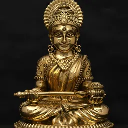 Exotic India Gold-Toned Goddess Annapurna Brass Idol Showpiece-image-83