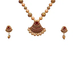 Sitashi Gold-Plated Alloy Pearls Necklace & Earrings-image-60