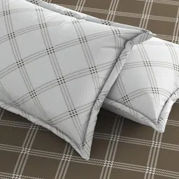 HIDECOR Beige & Off White Checked 210 TC King Bedsheet with 2 Pillow Covers image 2