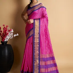 Rangtulika Ethnics Checked Zari Silk Blend Saree-picture-12