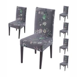 HOKIPO Set Of 6 Grey Printed Chair Covers-picture-14
