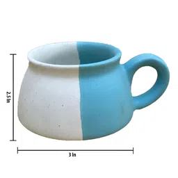 Divy Aarambh Stories Teal & White 4 Pieces Solid Ceramic Matte Cups-image-10