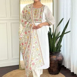 KALINI Women Embroidered Straight Kurta Set-image-15
