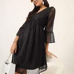 CHARMGAL Chiffon A-Line Mini Dress image 1