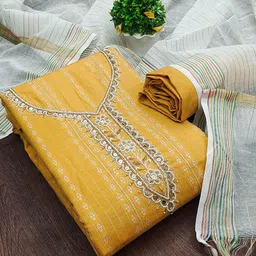 HERE&NOW Embellished Unstitched Dress Material-picture-42