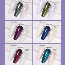 NAILWIND Set Of 6 White Pearl Chrome Nail Powder Set image 2