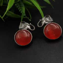 BLACKBOX Oxidised Artificial Stone Studded Earring image 2