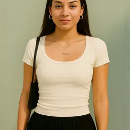 ROCKWELL Ribbed Scoop Neck Short Sleeves Top-picture-13