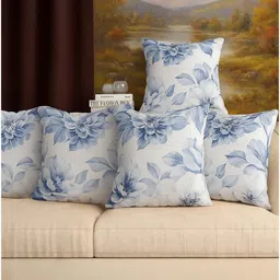Aura White & Blue Set of 5 Quirky Square Cushion Covers-picture-10