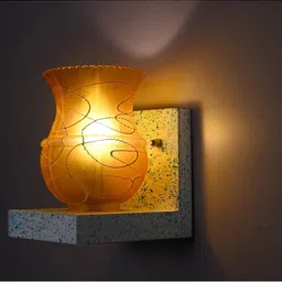 1ST TIME Yellow & White Colourblocked Wood Contemporary Rectangle Shaped Wall Lamp image 4