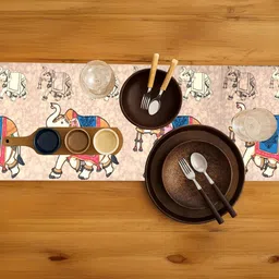 PRAKARTIK Cream-Coloured & Blue Digital Printed Rectangular Runners image 5