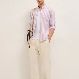 THE BEAR HOUSE Men Slim Fit Vertical Striped Button-Down Collar Casual Shirt image 4