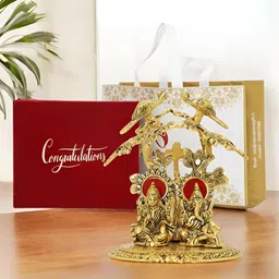 INTERNATIONAL GIFT Gold -Toned Lord Ganesha & Goddess Laxmi Religious Idol Showpiece-image-60