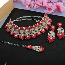 VATSALYA creation Rhodium-Plated Artificial Stones Alloy Jewellery Set-picture-28
