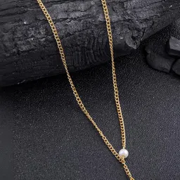 SZN Set Of 2 Gold-Plated Artificial Stones Studded and Beaded Pendants with Chains image 2