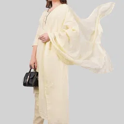 EELIKA Ethnic Motifs Embroidered Chikankari Pure Cotton Kurta With Trousers & Dupatta-picture-38