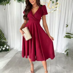 HERE&NOW Women Fit & Flare Midi Dress image 1