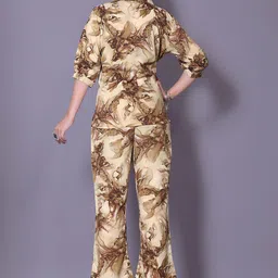 Moda Rapido Printed Shirt Collar Top With Trousers Co-Ords image 3