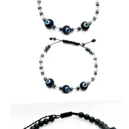 Dynamic Retail Global Men Set Of 3 Evil Eye & Black Beaded Bracelet image 2