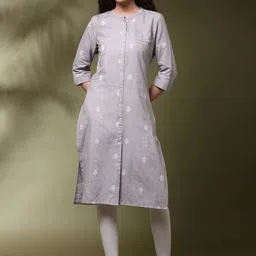 Anouk Women Thread Work Dobby Kurta-picture-12