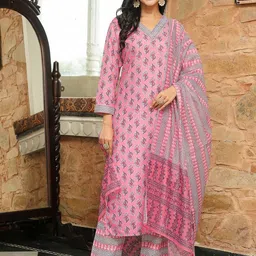 KALINI Women Ethnic Motifs Printed Regular Kurta with Trousers & With Dupatta image 3