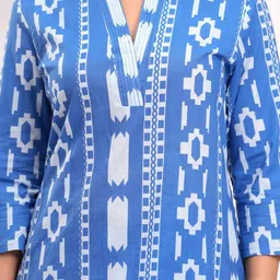 AUTUMN LANE Maurya Trypan Geometric Printed Pure Cotton Kurta With Palazzos image 3