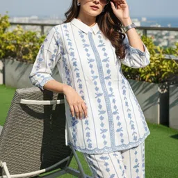 HIGH BUY Floral Printed Pure Cotton Shirt Collar Shirt With Trouser image 4