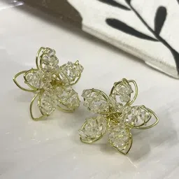 AGARWALPRODUCT Gold-Plated Artificial Stones Studded Floral Studs-picture-36