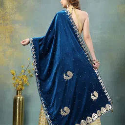 Clora Creation Ethnic Motifs Embroidered Velvet Dupatta with Gotta Patti image 3