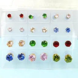NAVJAI Set of 12 Metal American Diamond Earrings-picture-23