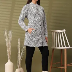 Clora Creation Women Striped Woollen Longline Cardigan image 5