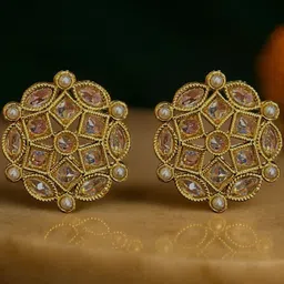 Kalakrith Milano Crystals studded & Beaded Floral Shaped Studs image 5