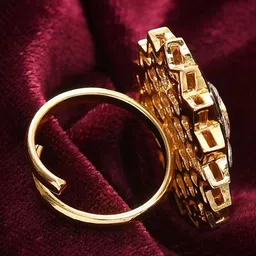 JAYPORE Gold-Plated Kundan Stone-Studded Finger Ring image 2