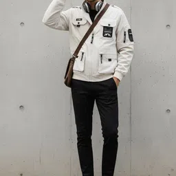 HERE&NOW Men Brand Logo Bomber Jacket-picture-35