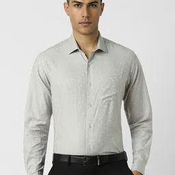 Van Heusen Men Spread Collar Floral Printed Cotton Slim Fit Formal Shirt-picture-25