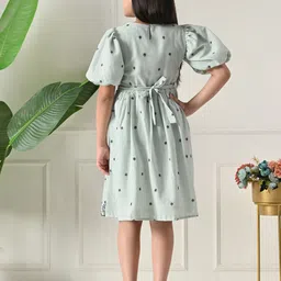 Bella Moda Girls Embroidered Gathered or Pleated Cotton Fit & Flare Dress image 4