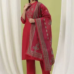 Nayam By Lakshita Women Floral Embroidered Regular Kurta with Palazzos & With Dupatta-image-28