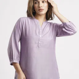 Peachmode Mandarin Collar Chiffon Top image 2