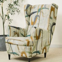 HOKIPO Beige Printed Chair Cover-picture-17
