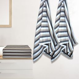 Athom Living Iris Beige and Blue 5 Pieces Striped Cotton 210 GSM Bath Towels-picture-21