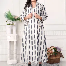 DIIWATAA Ikat Print Print A-Line Midi Dress With Zipper Jacket image 4