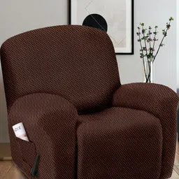 Myntra Elegant Homes Brown Solid Jacquard 1 Piece Sofa Cover With Arms-picture-23