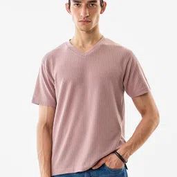 Snitch Textured V-Neck T-Shirt-image-55