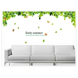 Asian royal Green Leaves Printed Self Adhesive Wall Sticker-image-99
