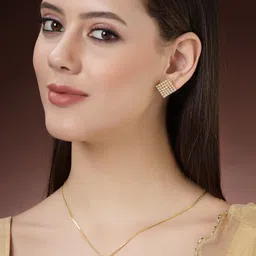 ZENEME Gold-Plated AD Stone-Studded Jewellery Set image 5