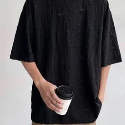 StyleCast x Revolte Solid Round Neck Baggy T-shirt-image-0