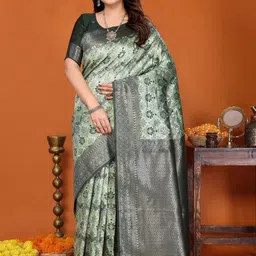 Vastravatika Ethnic Motifs Zari Art Silk Handloom Banarasi Saree-picture-34