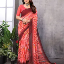 Ambuja International Printed Pure Georgette Saree-image-95